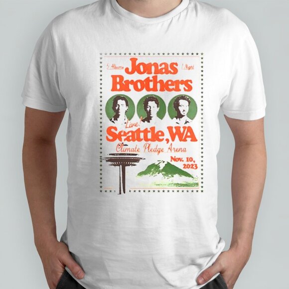Jonas Brothers 2023 Seattle WA Concert Graphic T-Shirt Exclusive Tour Fan Tee 05 - Picture 1 of 5
